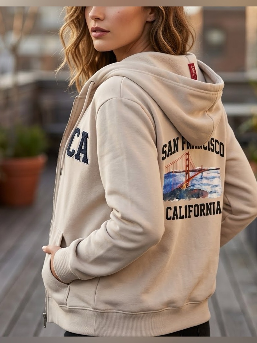 Angel Cult SF CA Fleece Zip Hoodie L VGUC